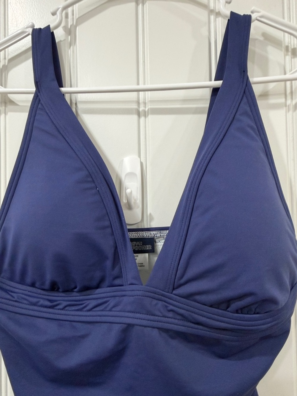 NWOT reyn spooner Deep Blue V-Neck One-Piece Swimsuit - Picture 3 of 5
